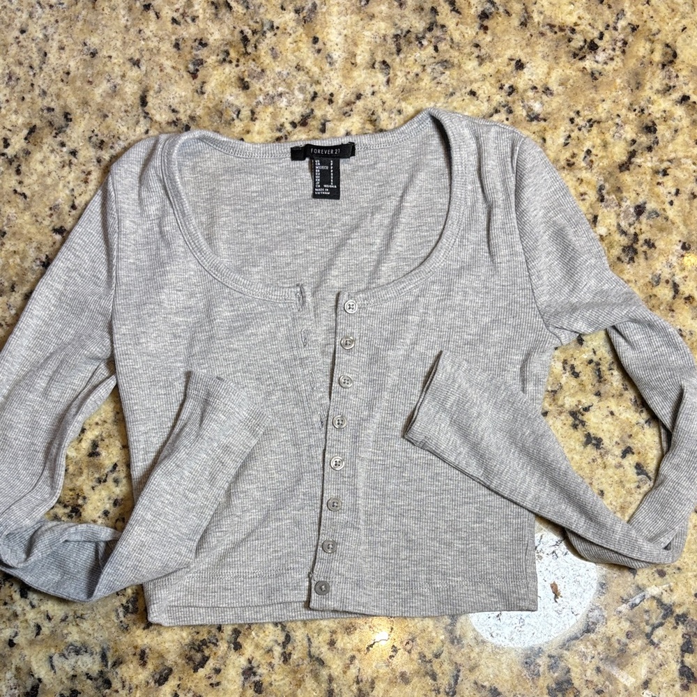 Forever 21 Light Gray Button-Down Shirt
